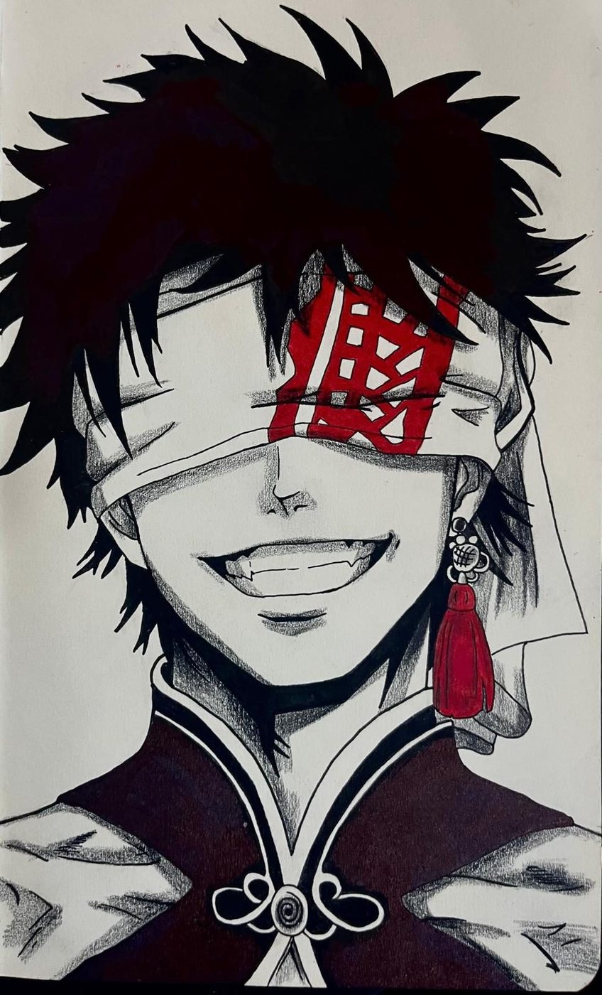Sonrisa roja — Tinta negra y roja, formato A4